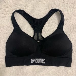 PINK x VS Black Ultimate Push-Up Sporta Bra Mesh Detail Wide Band Size Small